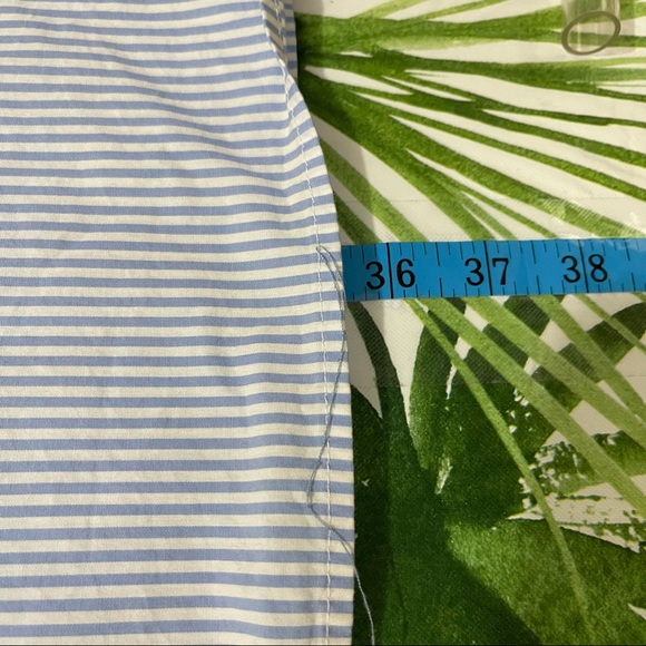 Cupio Women Cold Shoulder Cut Ruffle Trim Blue Stripe Cotton Dress size Medium - Picture 12 of 13